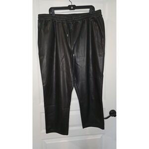 Simply Be Women Black Faux Leather Jogger Pants Drawstring Plus Size 22